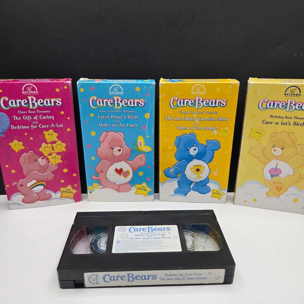 Care Bears VHS Lot of 4 Nelvana Vintage Kids Movies 2-Episode Tapes
